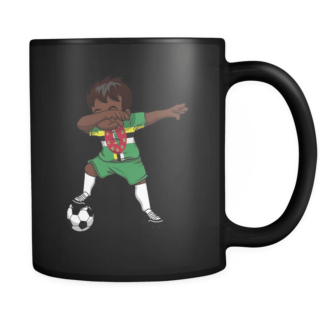 RobustCreative-Dabbing Soccer Boy Dominica Dominican Roseau Gifts National Soccer Tournament Game 11oz Black Coffee Mug ~ Both Sides Printed