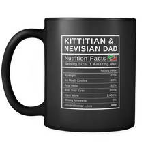 Load image into Gallery viewer, RobustCreative-Kittitian or Nevisian Dad, Nutrition Facts Fathers Day Hero Gift - Kittitian or Nevisian Pride 11oz Funny Black Coffee Mug - Real Saint Kitts &amp; Nevis Hero Papa National Heritage - Friends Gift - Both Sides Printed
