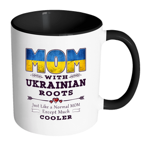 RobustCreative-Best Mom Ever with Ukrainian Roots - Ukraine Flag 11oz Funny Black & White Coffee Mug - Mothers Day Independence Day - Women Men Friends Gift - Both Sides Printed (Distressed)
