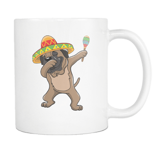 RobustCreative-Dabbing Bullmastiff Dog in Sombrero - Cinco De Mayo Mexican Fiesta - Dab Dance Mexico Party - 11oz White Funny Coffee Mug Women Men Friends Gift ~ Both Sides Printed