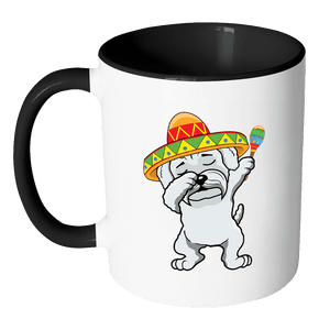 RobustCreative-Dabbing Maltipoo Dog in Sombrero - Cinco De Mayo Mexican Fiesta - Dab Dance Mexico Party - 11oz Black & White Funny Coffee Mug Women Men Friends Gift ~ Both Sides Printed