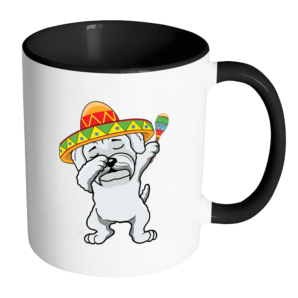 RobustCreative-Dabbing Maltipoo Dog in Sombrero - Cinco De Mayo Mexican Fiesta - Dab Dance Mexico Party - 11oz Black & White Funny Coffee Mug Women Men Friends Gift ~ Both Sides Printed