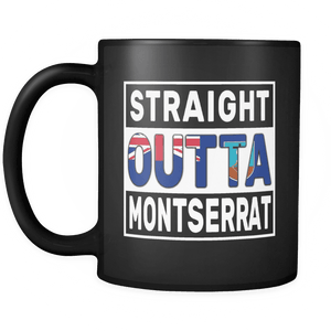 RobustCreative-Straight Outta Montserrat - Montserratian Flag 11oz Funny Black Coffee Mug - Independence Day Family Heritage - Women Men Friends Gift - Both Sides Printed (Distressed)