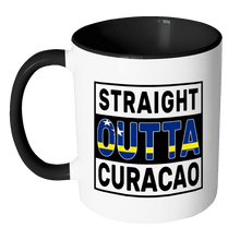 Load image into Gallery viewer, RobustCreative-Straight Outta Curacao - Curaaoan Flag 11oz Funny Black &amp; White Coffee Mug - Independence Day Family Heritage - Women Men Friends Gift - Both Sides Printed (Distressed)
