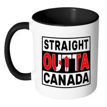 Load image into Gallery viewer, RobustCreative-Straight Outta Canada - Canadian Flag 11oz Funny Black &amp; White Coffee Mug - Independence Day Family Heritage - Women Men Friends Gift - Both Sides Printed (Distressed)
