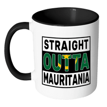 Load image into Gallery viewer, RobustCreative-Straight Outta Mauritania - Mauritanian Flag 11oz Funny Black &amp; White Coffee Mug - Independence Day Family Heritage - Women Men Friends Gift - Both Sides Printed (Distressed)
