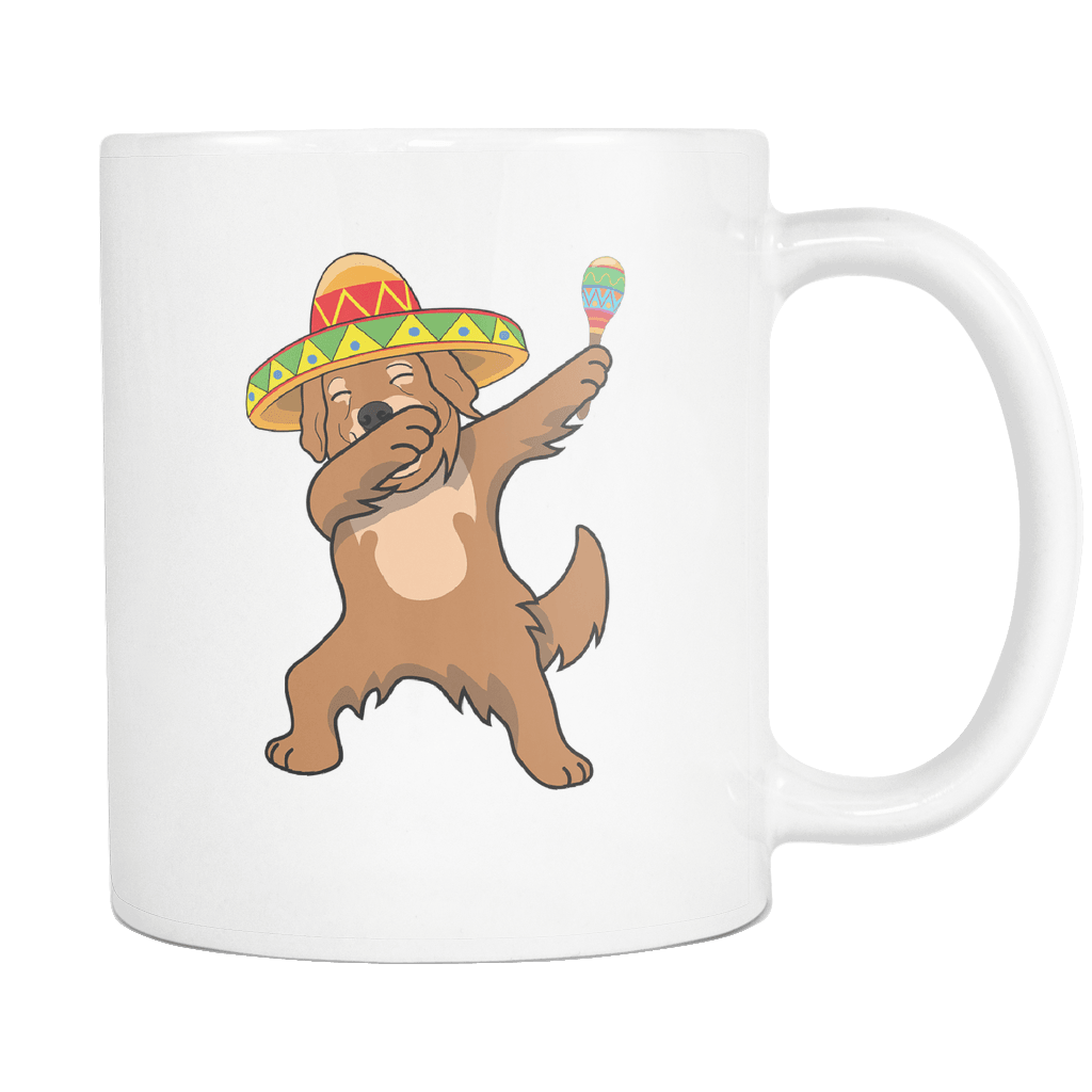 RobustCreative-Dabbing Golden Retriever Dog in Sombrero - Cinco De Mayo Mexican Fiesta - Dab Dance Mexico Party - 11oz White Funny Coffee Mug Women Men Friends Gift ~ Both Sides Printed