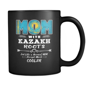RobustCreative-Best Mom Ever with Kazakh Roots - Kazakhstan Flag 11oz Funny Black Coffee Mug - Mothers Day Independence Day - Women Men Friends Gift - Both Sides Printed (Distressed)