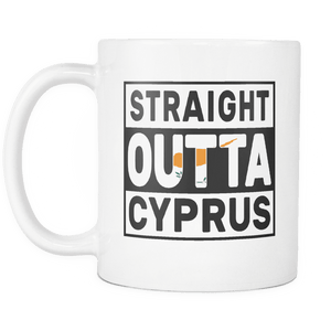 RobustCreative-Straight Outta Cyprus - Cypriot Flag 11oz Funny White Coffee Mug - Independence Day Family Heritage - Women Men Friends Gift - Both Sides Printed (Distressed)
