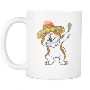 RobustCreative-Dabbing Akita Dog in Sombrero - Cinco De Mayo Mexican Fiesta - Dab Dance Mexico Party - 11oz White Funny Coffee Mug Women Men Friends Gift ~ Both Sides Printed