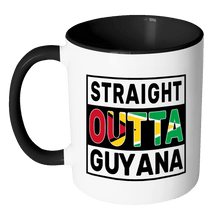 Load image into Gallery viewer, RobustCreative-Straight Outta Guyana - Guyanese Flag 11oz Funny Black &amp; White Coffee Mug - Independence Day Family Heritage - Women Men Friends Gift - Both Sides Printed (Distressed)
