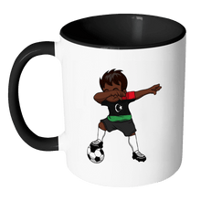Load image into Gallery viewer, RobustCreative-Dabbing Soccer Boy Libya Libyan Tripoli Gifts National Soccer Tournament Game 11oz Black &amp; White Coffee Mug ~ Both Sides Printed
