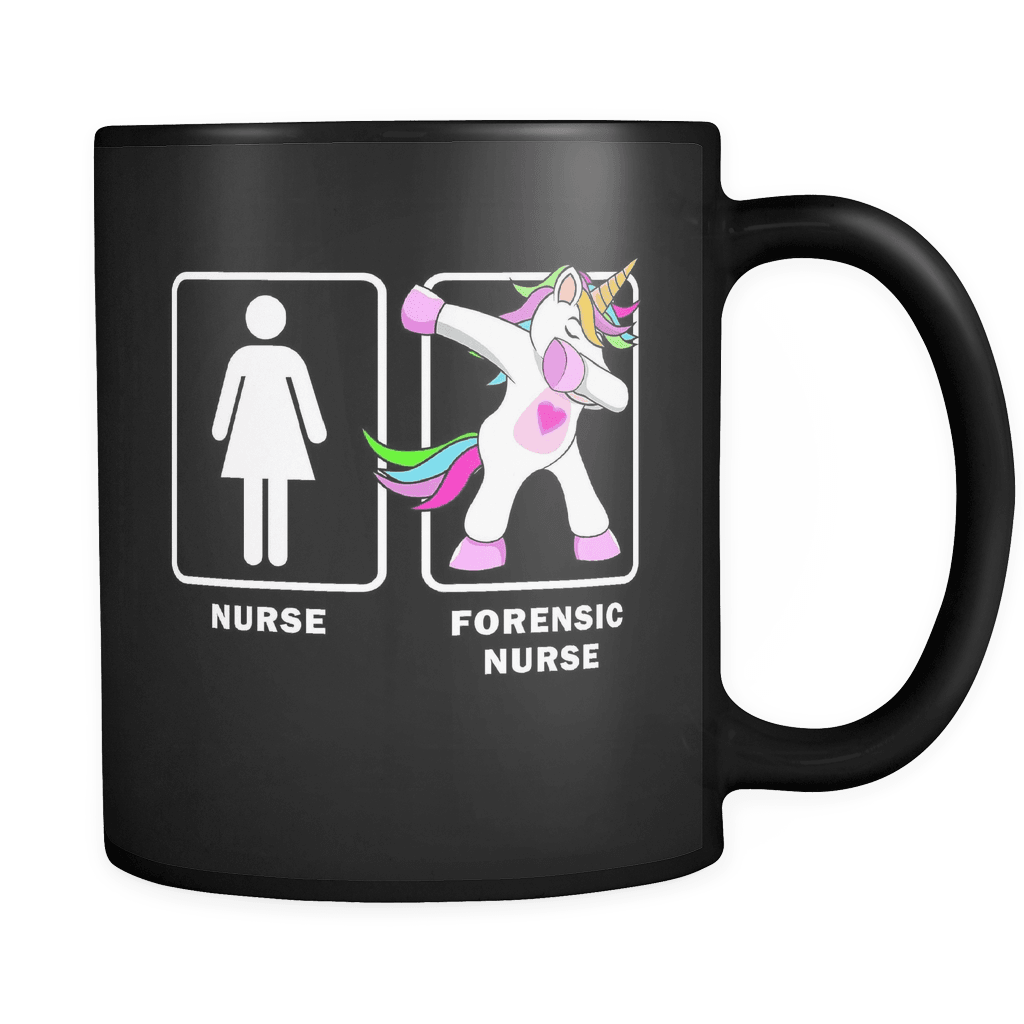 RobustCreative-Forensic Nurse Funny Dabbing Unicorn - Legendary Healthcare 11oz Funny Black Coffee Mug - Medical Graduation Degree - Friends Gift - Both Sides Printed