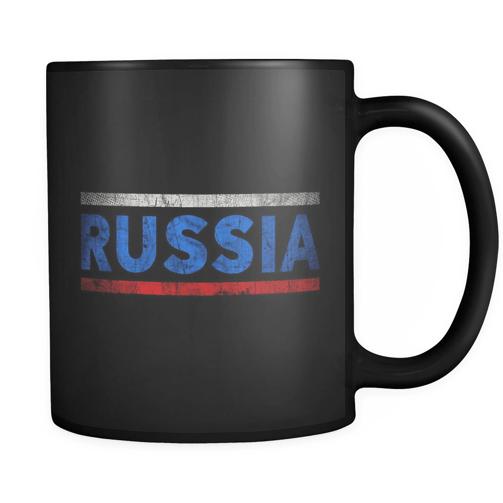RobustCreative-Retro Vintage Flag Russian Russia 11oz Black Coffee Mug ~ Both Sides Printed