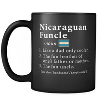 Load image into Gallery viewer, RobustCreative-Nicaraguan Funcle Definition Fathers Day Gift - Nicaraguan Pride 11oz Funny Black Coffee Mug - Real Nicaragua Hero Papa National Heritage - Friends Gift - Both Sides Printed
