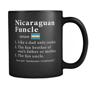 RobustCreative-Nicaraguan Funcle Definition Fathers Day Gift - Nicaraguan Pride 11oz Funny Black Coffee Mug - Real Nicaragua Hero Papa National Heritage - Friends Gift - Both Sides Printed