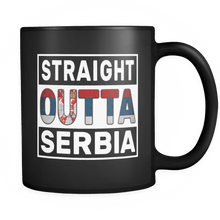 Load image into Gallery viewer, RobustCreative-Straight Outta Serbia - Serbian Flag 11oz Funny Black Coffee Mug - Independence Day Family Heritage - Women Men Friends Gift - Both Sides Printed (Distressed)
