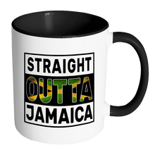Load image into Gallery viewer, RobustCreative-Straight Outta Jamaica - Jamaican Flag 11oz Funny Black &amp; White Coffee Mug - Independence Day Family Heritage - Women Men Friends Gift - Both Sides Printed (Distressed)
