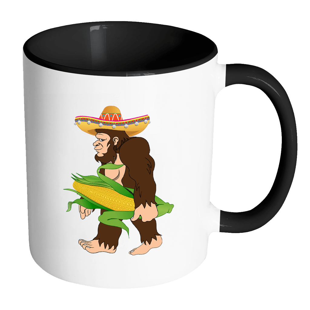 RobustCreative-Bigfoot Sasquatch Corn - Cinco De Mayo Mexican Fiesta - No Siesta Mexico Party - 11oz Black & White Funny Coffee Mug Women Men Friends Gift ~ Both Sides Printed