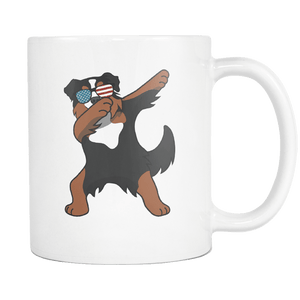 RobustCreative-Dabbing Bernese Mountain Dog Dog America Flag - Patriotic Merica Murica Pride - 4th of July USA Independence Day - 11oz White Funny Coffee Mug Women Men Friends Gift ~ Both Sides Printed