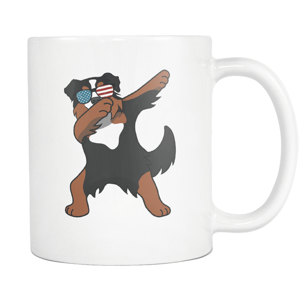 RobustCreative-Dabbing Bernese Mountain Dog Dog America Flag - Patriotic Merica Murica Pride - 4th of July USA Independence Day - 11oz White Funny Coffee Mug Women Men Friends Gift ~ Both Sides Printed