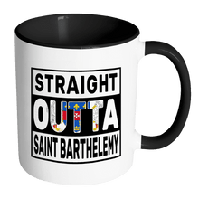 Load image into Gallery viewer, RobustCreative-Straight Outta Saint Barthelemy - Saint-Barth Flag 11oz Funny Black &amp; White Coffee Mug - Independence Day Family Heritage - Women Men Friends Gift - Both Sides Printed (Distressed)
