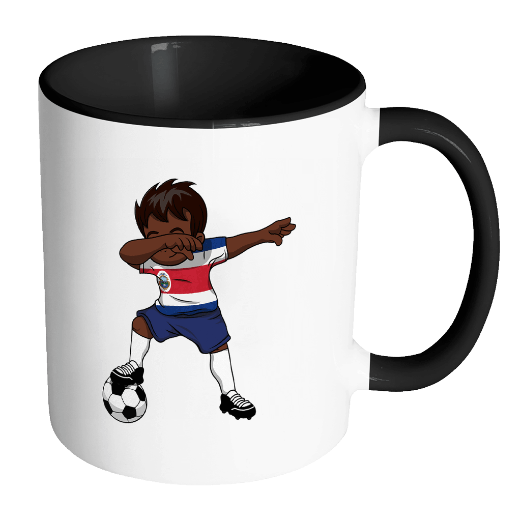 RobustCreative-Dabbing Soccer Boy Costa Rican Tico San Jose Gifts National Soccer Tournament Game 11oz Black & White Coffee Mug ~ Both Sides Printed