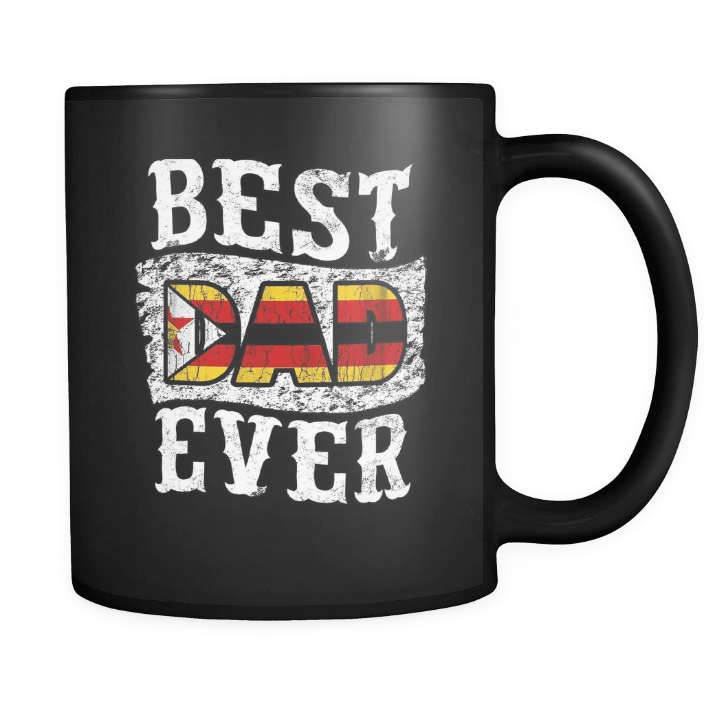 RobustCreative-Best Dad Ever Zimbabwe Flag - Fathers Day Gifts - Promoted to Daddy Gift From Kids - 11oz Black Funny Coffee Mug Women Men Friends Gift ~ Both Sides Printed