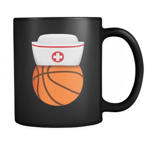 RobustCreative-Mom Nurse Basketball Player Wife - National Nurses Week Black 11oz Funny Coffee Mug - Nursing Angel Healthcare - Women Men Friends Gift - Both Sides Printed (Distressed)