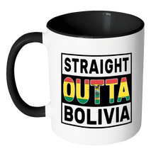 Load image into Gallery viewer, RobustCreative-Straight Outta Bolivia - Bolivian Flag 11oz Funny Black &amp; White Coffee Mug - Independence Day Family Heritage - Women Men Friends Gift - Both Sides Printed (Distressed)
