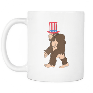 RobustCreative-Bigfoot Sasquatch - 4th of July American Pride Apparel - Merica USA Pride - 11oz White Funny Coffee Mug Women Men Friends Gift ~ Both Sides Printed