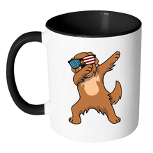 Load image into Gallery viewer, RobustCreative-Dabbing Golden Retriever Dog America Flag - Patriotic Merica Murica Pride - 4th of July USA Independence Day - 11oz Black &amp; White Funny Coffee Mug Women Men Friends Gift ~ Both Sides Printed
