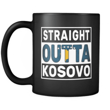 Load image into Gallery viewer, RobustCreative-Straight Outta Kosovo - Kosovan Flag 11oz Funny Black Coffee Mug - Independence Day Family Heritage - Women Men Friends Gift - Both Sides Printed (Distressed)
