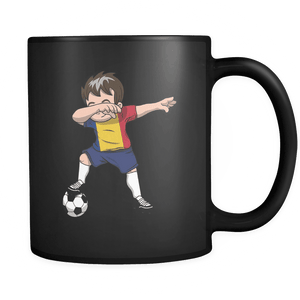 RobustCreative-Dabbing Soccer Boys Romania Romanian Bucharest Gift National Soccer Tournament Game 11oz Black Coffee Mug ~ Both Sides Printed