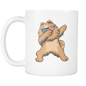 RobustCreative-Dabbing Pomeranian Dog America Flag - Patriotic Merica Murica Pride - 4th of July USA Independence Day - 11oz White Funny Coffee Mug Women Men Friends Gift ~ Both Sides Printed