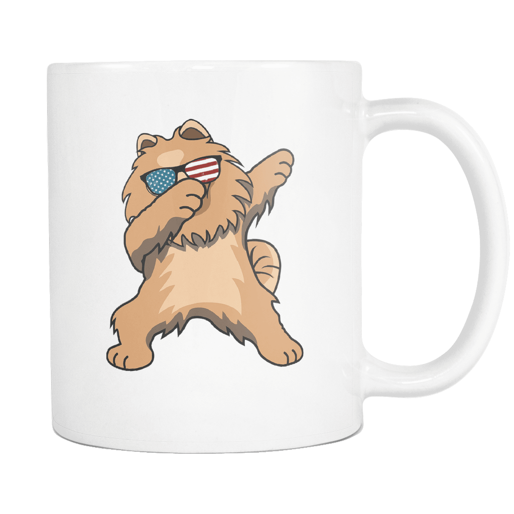 RobustCreative-Dabbing Pomeranian Dog America Flag - Patriotic Merica Murica Pride - 4th of July USA Independence Day - 11oz White Funny Coffee Mug Women Men Friends Gift ~ Both Sides Printed