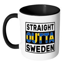 Load image into Gallery viewer, RobustCreative-Straight Outta Sweden - Swedish Flag 11oz Funny Black &amp; White Coffee Mug - Independence Day Family Heritage - Women Men Friends Gift - Both Sides Printed (Distressed)
