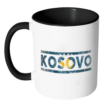 Load image into Gallery viewer, RobustCreative-Retro Vintage Flag Kosovan Kosovo 11oz Black &amp; White Coffee Mug ~ Both Sides Printed
