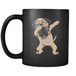 RobustCreative-Dabbing English Mastiff Dog America Flag - Patriotic Merica Murica Pride - 4th of July USA Independence Day - 11oz Black Funny Coffee Mug Women Men Friends Gift ~ Both Sides Printed