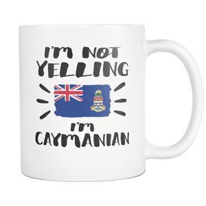 RobustCreative-I'm Not Yelling I'm Caymanian Flag - Cayman Islands Pride 11oz Funny White Coffee Mug - Coworker Humor That's How We Talk - Women Men Friends Gift - Both Sides Printed (Distressed)