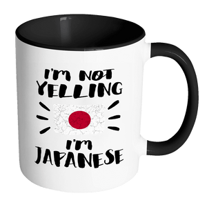 RobustCreative-I'm Not Yelling I'm Japanese Flag - Japan Pride 11oz Funny Black & White Coffee Mug - Coworker Humor That's How We Talk - Women Men Friends Gift - Both Sides Printed (Distressed)