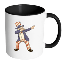 Load image into Gallery viewer, RobustCreative-Retro Dabbing Uncle Sam - Merica 11oz Funny Black &amp; White Coffee Mug - American Flag 4th of July Independence Day - Women Men Friends Gift - Both Sides Printed (Distressed)
