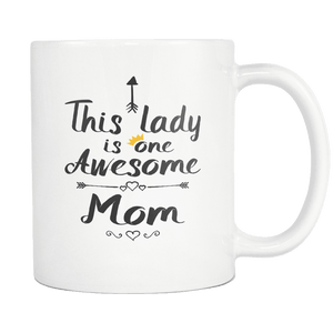 RobustCreative-One Awesome Mom - Birthday Gift 11oz Funny White Coffee Mug - Mothers Day B-Day Party - Women Men Friends Gift - Both Sides Printed (Distressed)