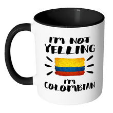 Load image into Gallery viewer, RobustCreative-I&#39;m Not Yelling I&#39;m Colombian Flag - Colombia Pride 11oz Funny Black &amp; White Coffee Mug - Coworker Humor That&#39;s How We Talk - Women Men Friends Gift - Both Sides Printed (Distressed)
