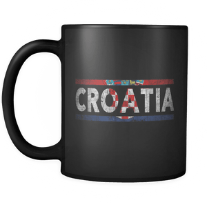 RobustCreative-Retro Vintage Flag Croatian Croatia 11oz Black Coffee Mug ~ Both Sides Printed