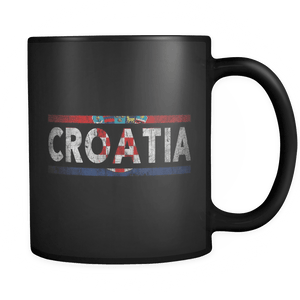 RobustCreative-Retro Vintage Flag Croatian Croatia 11oz Black Coffee Mug ~ Both Sides Printed