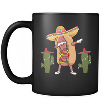 Load image into Gallery viewer, RobustCreative-Dabbing Hotdog Cactus Sombrero - Cinco De Mayo Mexican Fiesta - No Siesta Mexico Party - 11oz Black Funny Coffee Mug Women Men Friends Gift ~ Both Sides Printed
