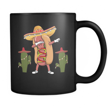 Load image into Gallery viewer, RobustCreative-Dabbing Hotdog Cactus Sombrero - Cinco De Mayo Mexican Fiesta - No Siesta Mexico Party - 11oz Black Funny Coffee Mug Women Men Friends Gift ~ Both Sides Printed
