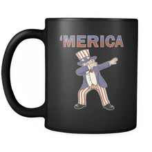 Load image into Gallery viewer, RobustCreative-Retro Merica Dabbing Uncle Sam - Merica 11oz Funny Black Coffee Mug - American Flag 4th of July Independence Day - Women Men Friends Gift - Both Sides Printed (Distressed)
