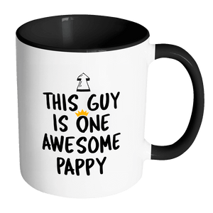 RobustCreative-One Awesome Pappy - Birthday Gift 11oz Funny Black & White Coffee Mug - Fathers Day B-Day Party - Women Men Friends Gift - Both Sides Printed (Distressed)